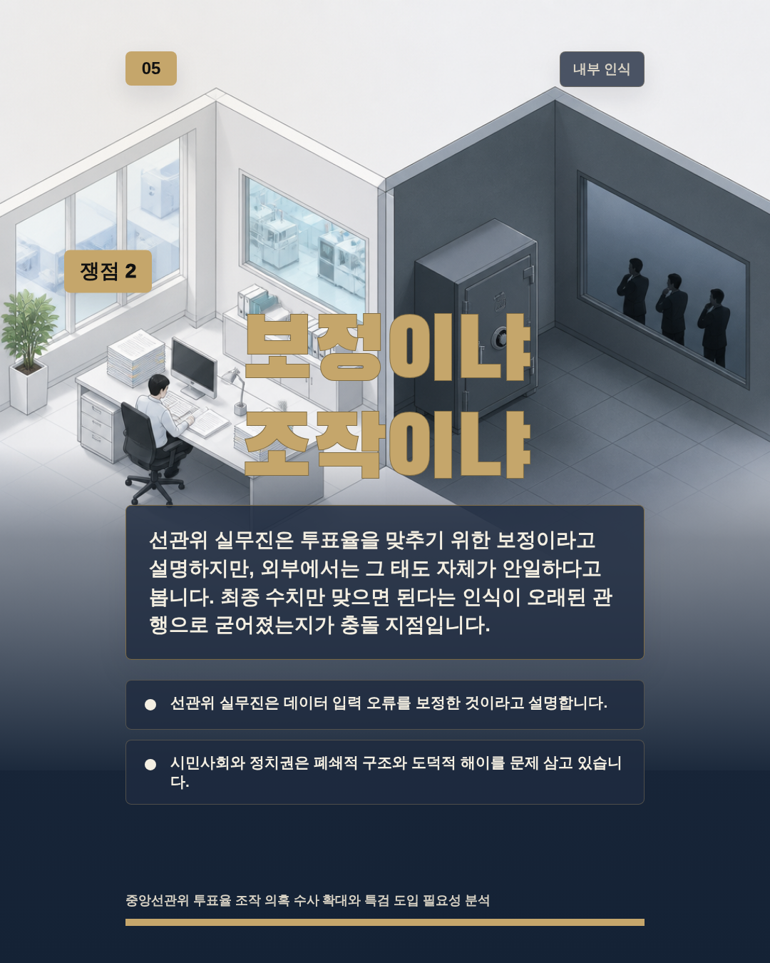보정이냐 조작이냐