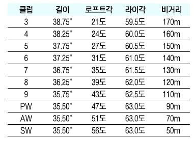 아이언 평균 비거리