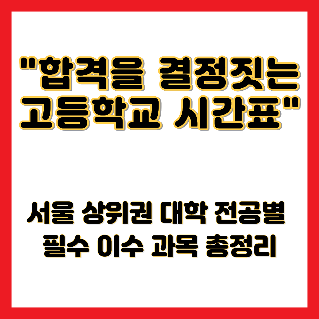 서울 상위권 대학 전공별 필수 이수 과목 총정리 문구가 적힌 2028 대입 개편 및 고교학점제 대비 완벽 가이드