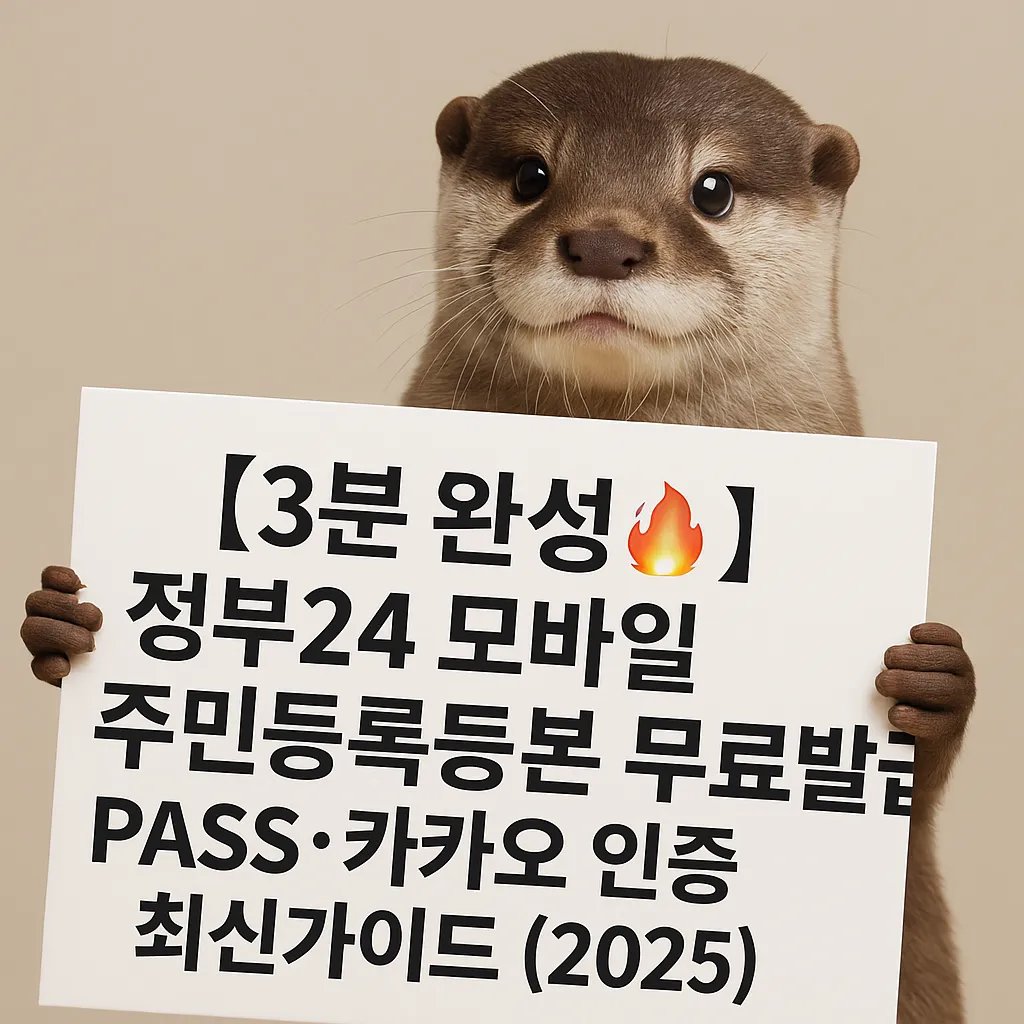 정부24 모바일 주민등록등본 무료발급 PASS&middot;카카오 인증 절차