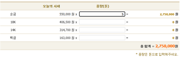 현재 금시세 1돈 가격 확인
