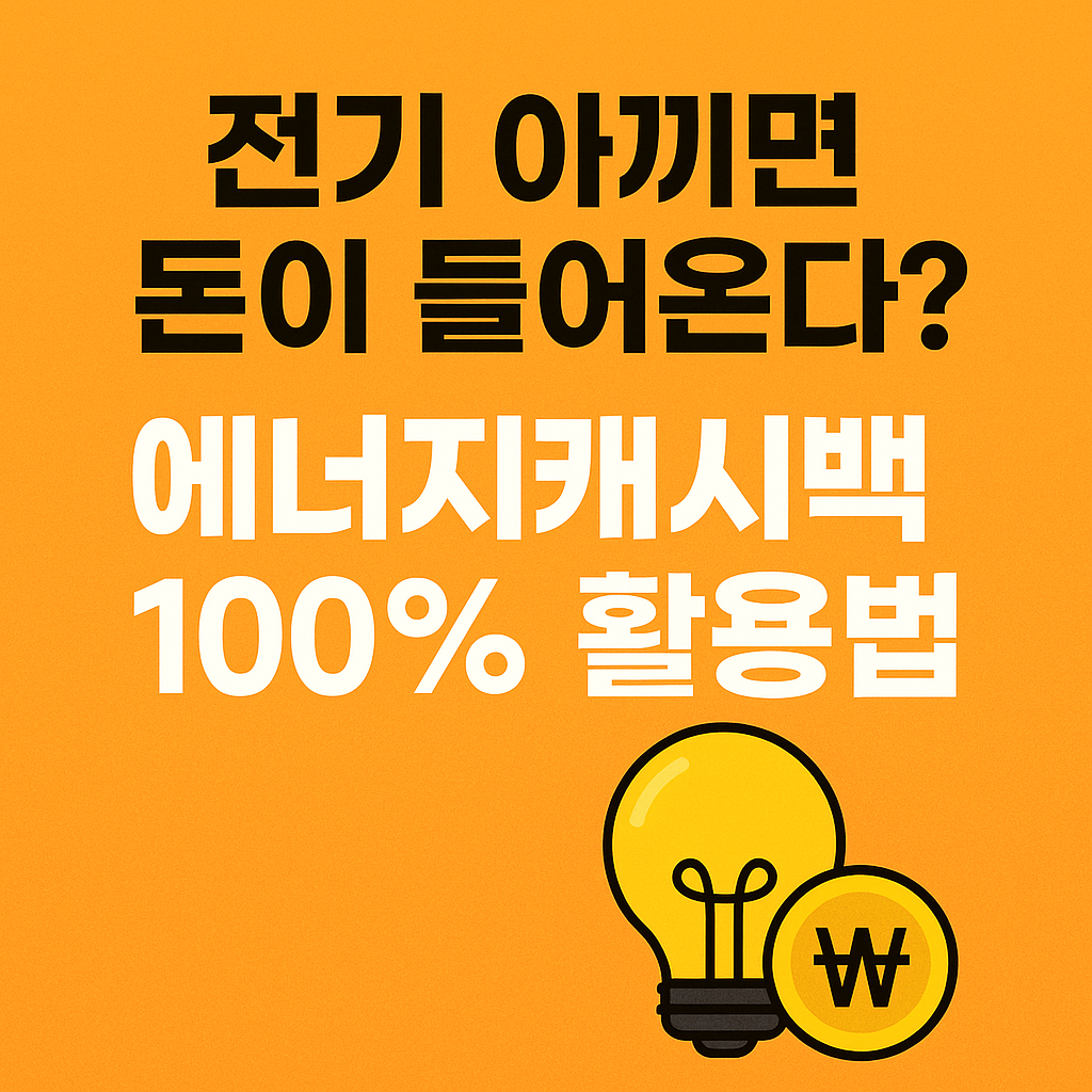 전기 아끼면 돈이 들어온다? 에너지캐시백 100% 활용법