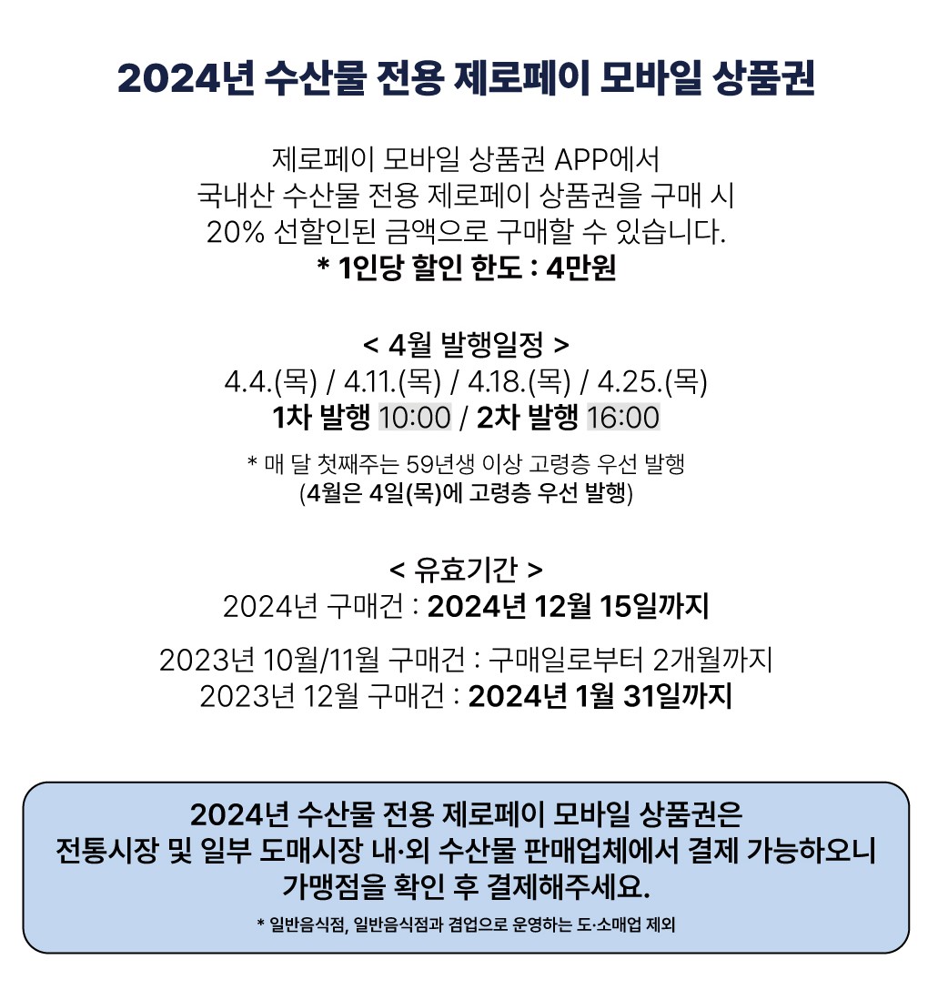 2024년 수산물 전용 제로페이 모바일상품권