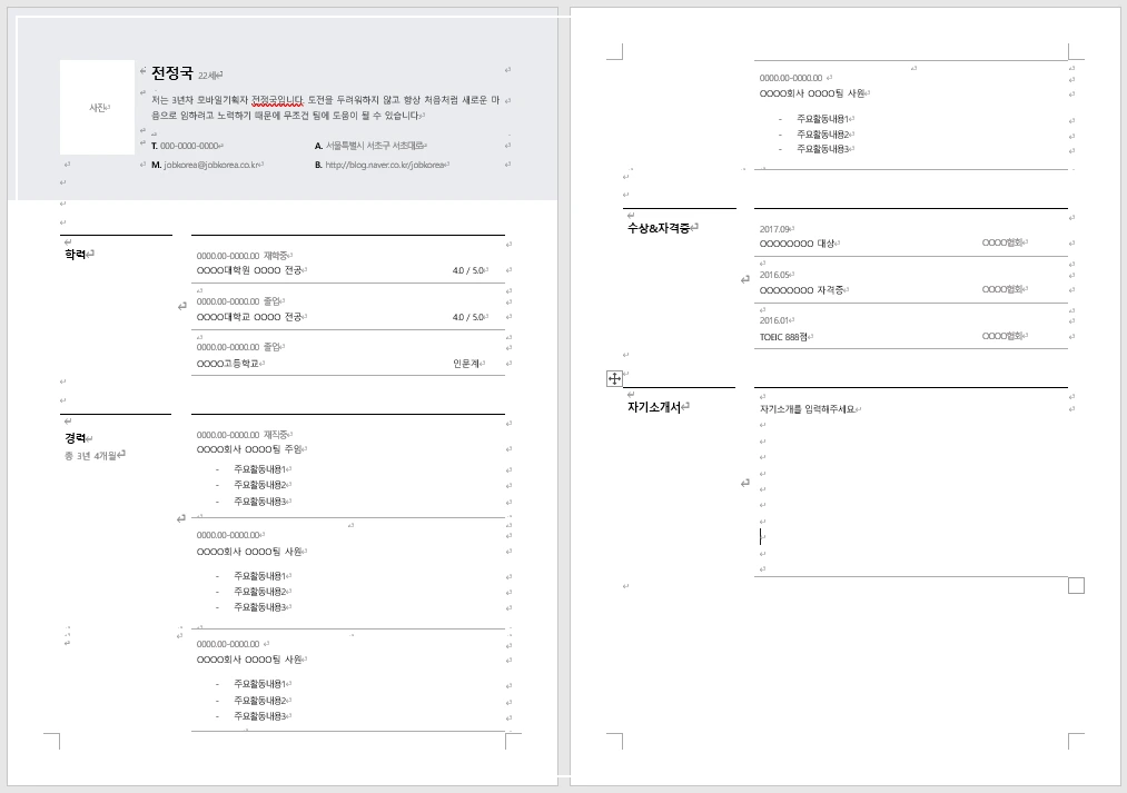 Word(워드) 배경형 양식 안내 이미지