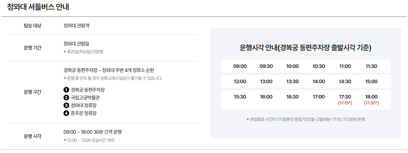 청와대-관람신청-자율주행버스-주차장-위치