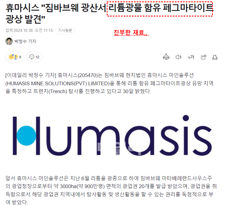 휴마시스 리튬 광산