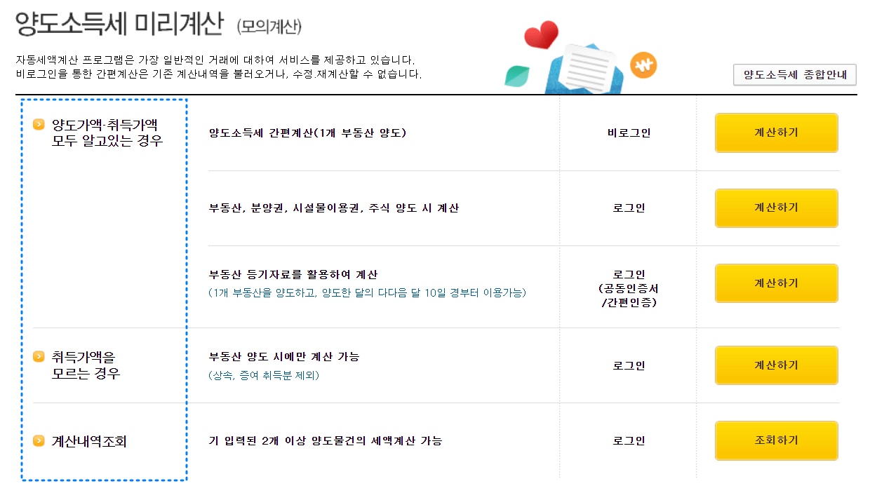 양도소득세 자동계산