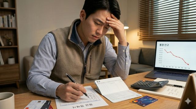 월급은 들어오는데 통장 잔고가 늘지 않는 이유를 설명하는 금융 콘텐츠 이미지