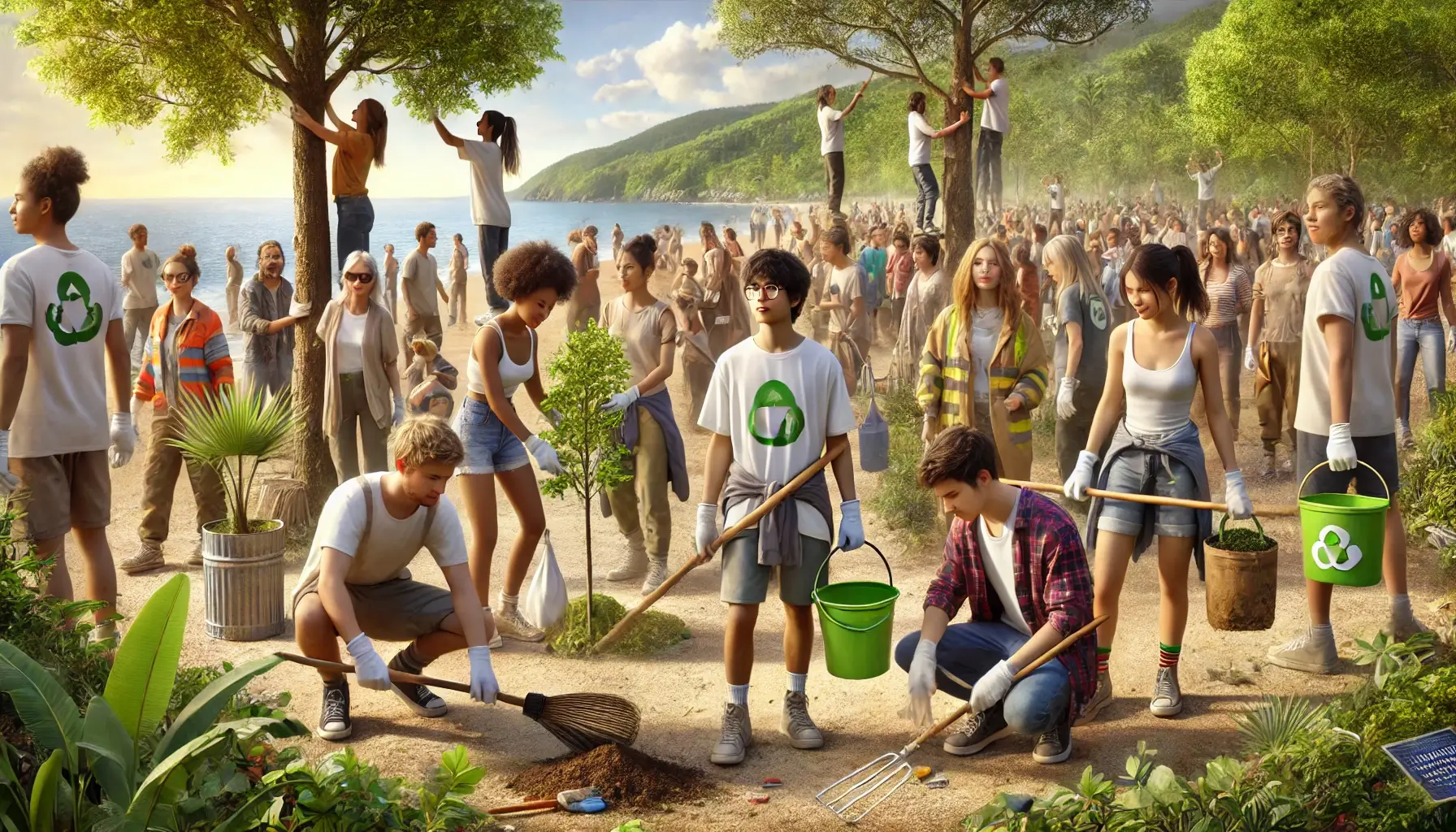 환경 보호와 지속 가능한 발전을 통해 평등을 추구하는 젊은 세대의 모습