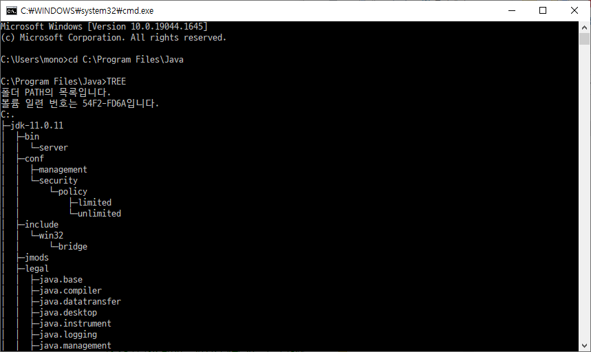 cmd window, show directory, use TREE