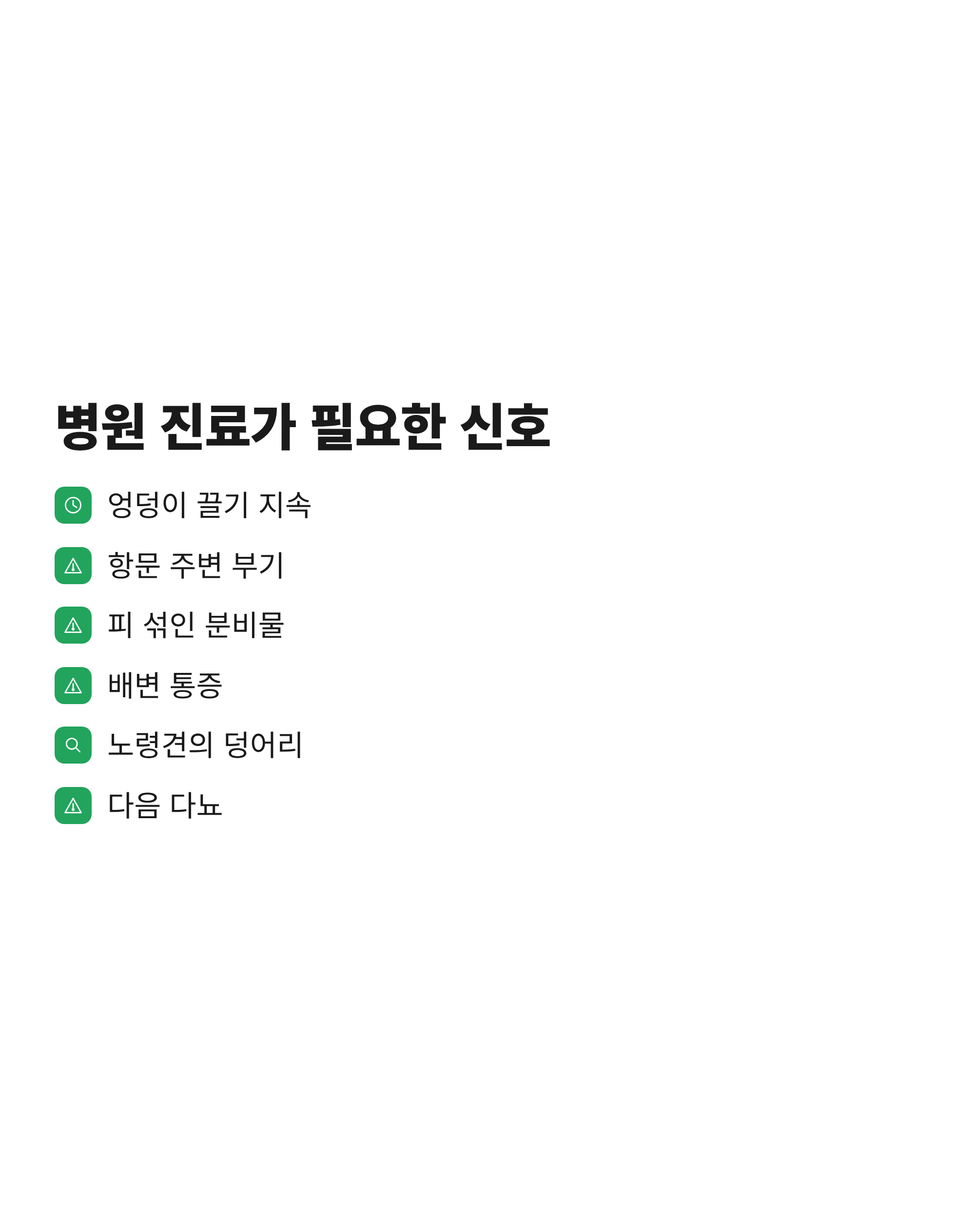 동물병원 진료가 필요한 항문낭 관련 신호를 정리한 체크리스트