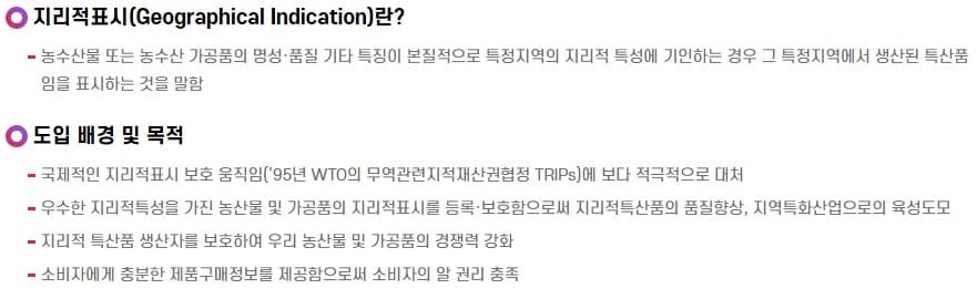 지리적 표시 제도 설명