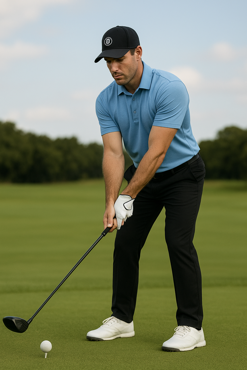 프로 골퍼 드라이버 어드레스 하는 모습