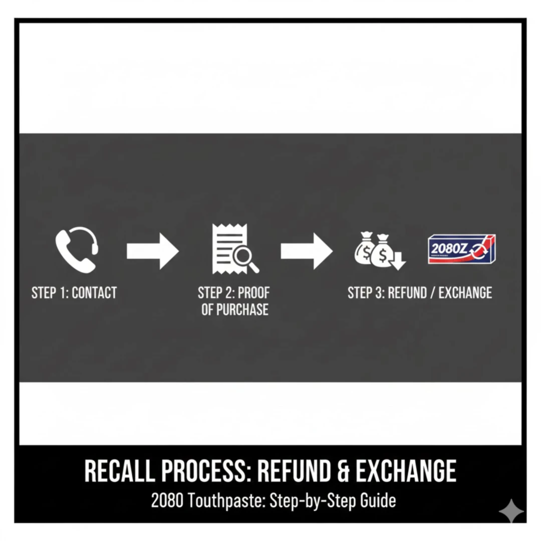 고객센터 전화기 아이콘, 영수증, 새로운 제품 박스, 화살표 등의 요소를 활용하여 '문의 -> 영수증 확인 -> 환불/교환'으로 이어지는 프로세스를 인포그래픽 스타일로 간결하게 표현합니다.