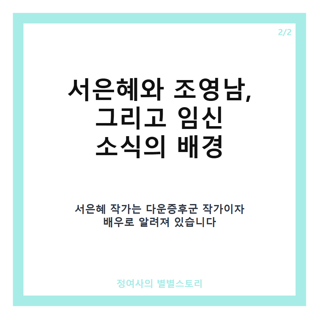 서은혜 조영남 임신 소식과 초음파 사진으로 본 진짜 이야기 카드뉴스 3