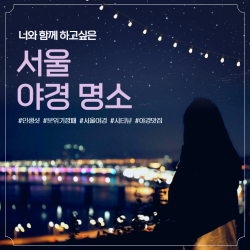 야간 조명이 화려한 한강을 바라보는 여자의 뒷모습