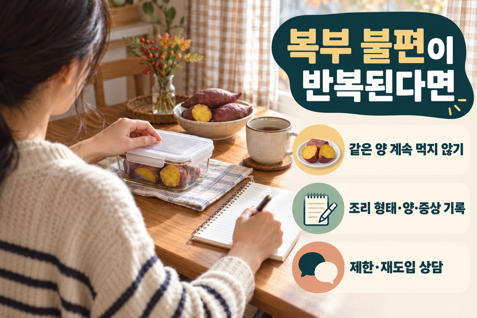 고구마 &middot; 가스&middot;복통이 반복되면 몸에 좋다고 계속 늘리지 마세요 실사 인포그래픽