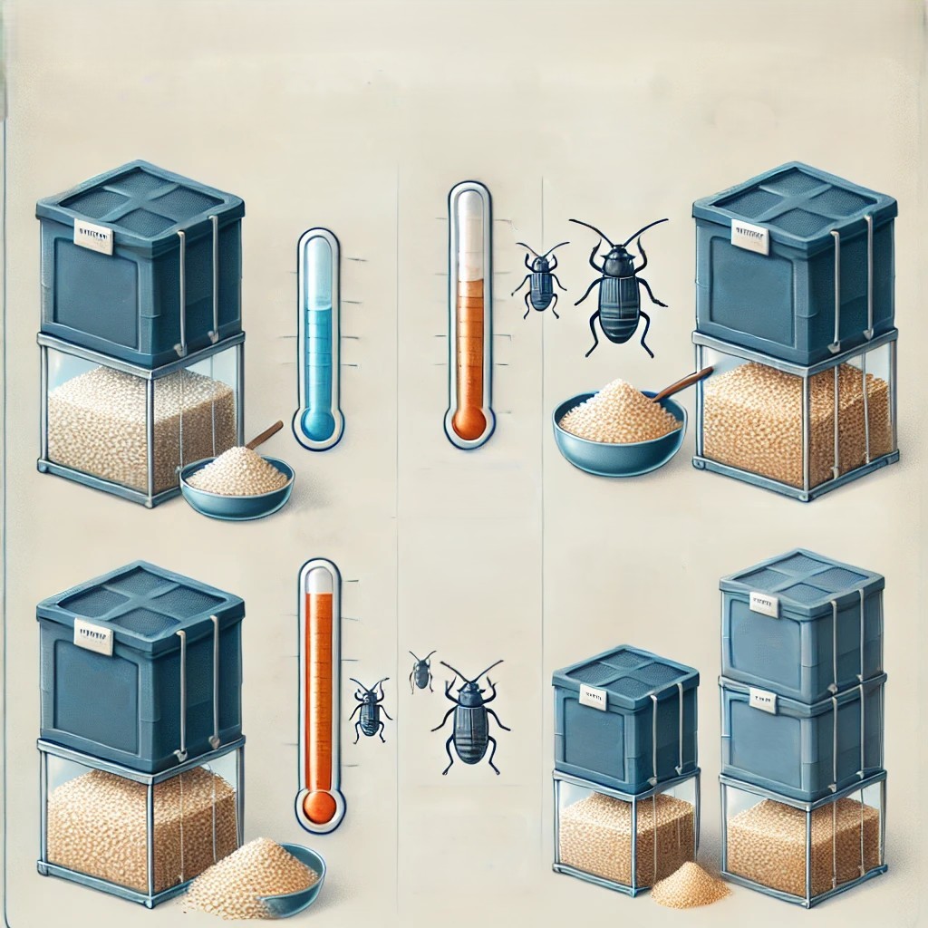 온도에 따른 쌀바구미 발생 사진