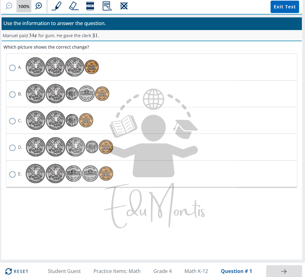 MAP Growth Math 2-5레벨 문제 예시