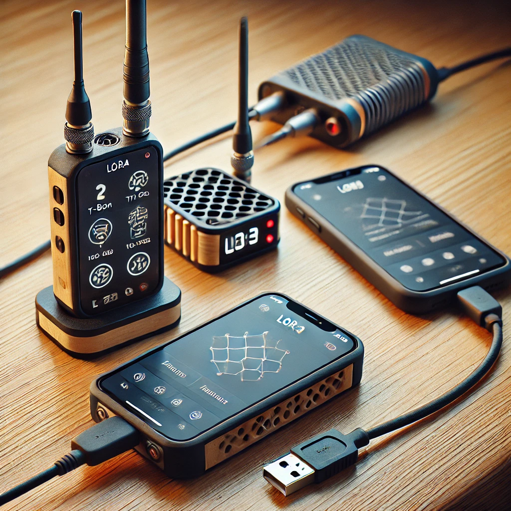 TTGO T-Beam과 Heltec LoRa32 장비가 스마트폰과 연결된 메시 네트워크 통신 셋업 – Meshtastic 앱을 통한 LoRa 메시 송수신 장면