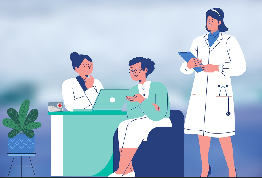 의사와 상담하는 사진