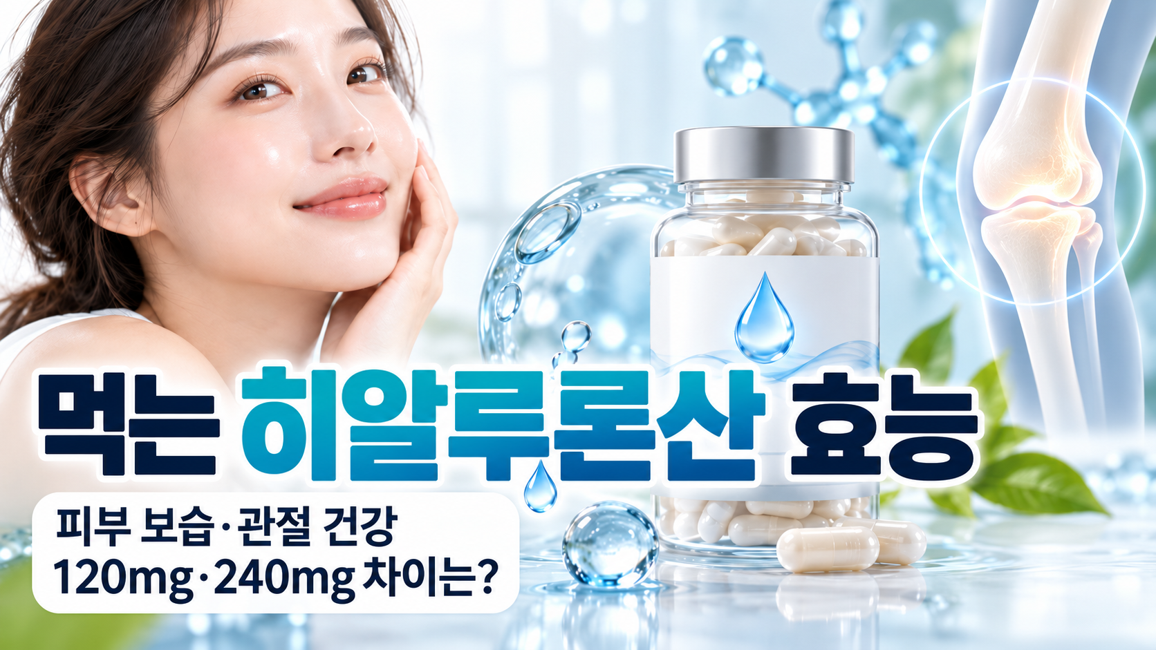 먹는 히알루론산 피부보습 120mg과 관절 건강 240mg 기능성 차이