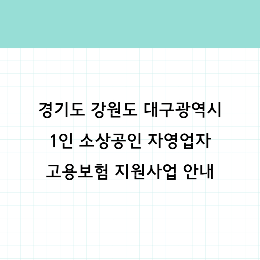 경기도 강원도 대구광역시 자영업자 고용보험 지원사업