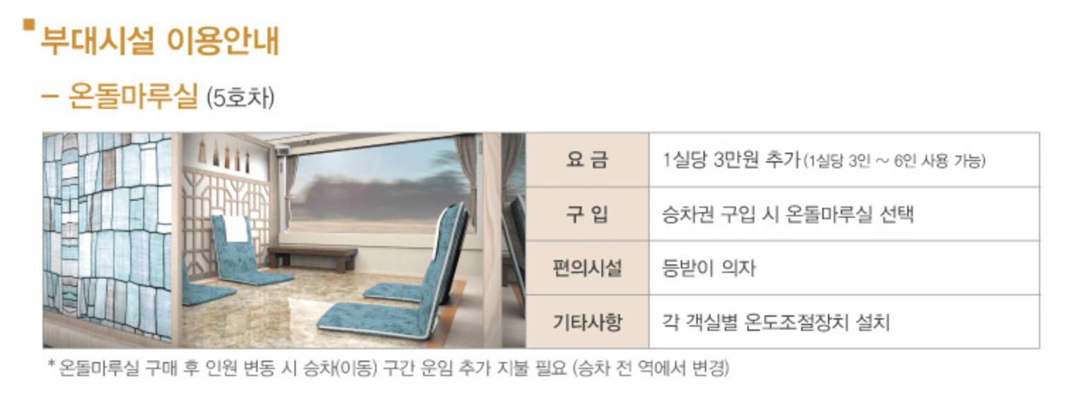 서해 금빛열차 온돌방 가격 예약하는방법