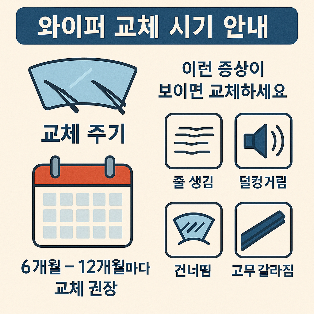 와이퍼 교체 시기와 이상 신호를 안내하는 이미지
