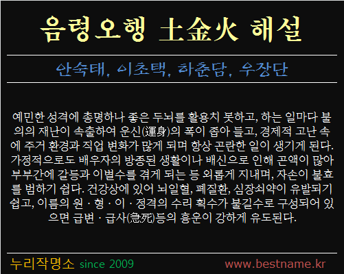 음령오행-토금화-해설