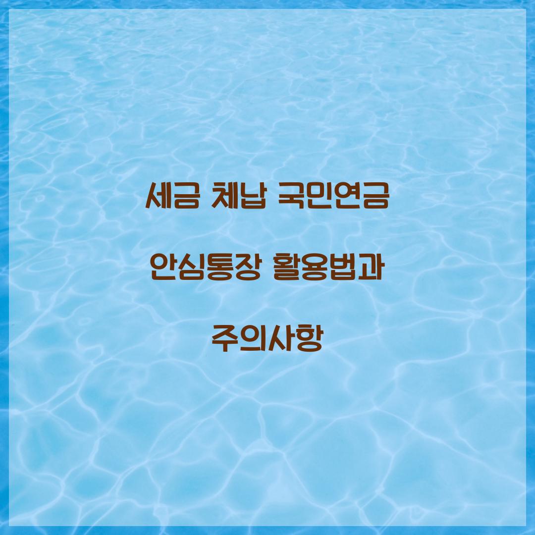 세금 체납 국민연금 안심통장