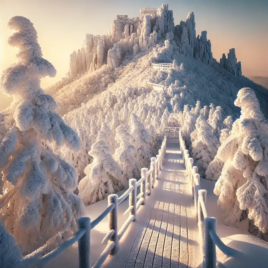 무주 덕유산 설천봉의 눈 덮인 겨울 풍경