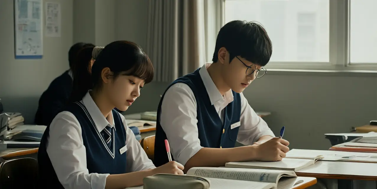 공부하는 학생등