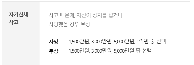 캐롯 자동차보험 보장내용