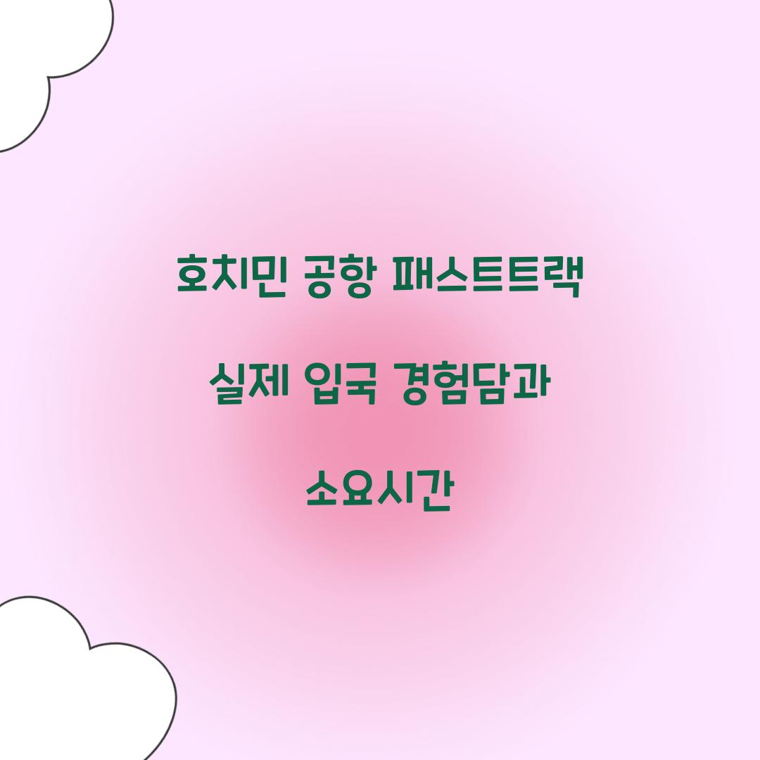 호치민 공항 패스트트랙 실제 입국