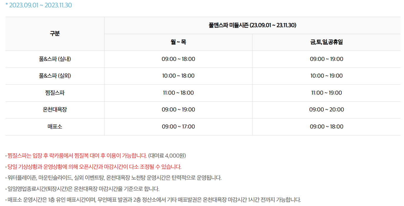 스파 이용시간