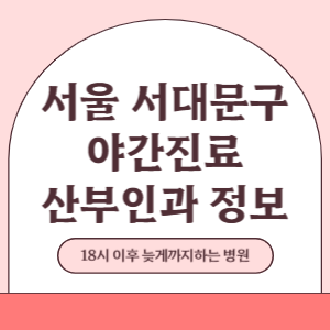서울 서대문구 야간진료 산부인과 병원 (18시 이후 늦게까지하는 병원)