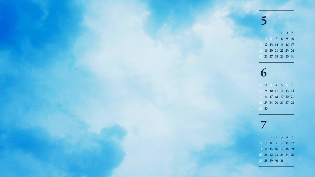 01 파란색 구름 B - 2025년6월 노트북배경화면