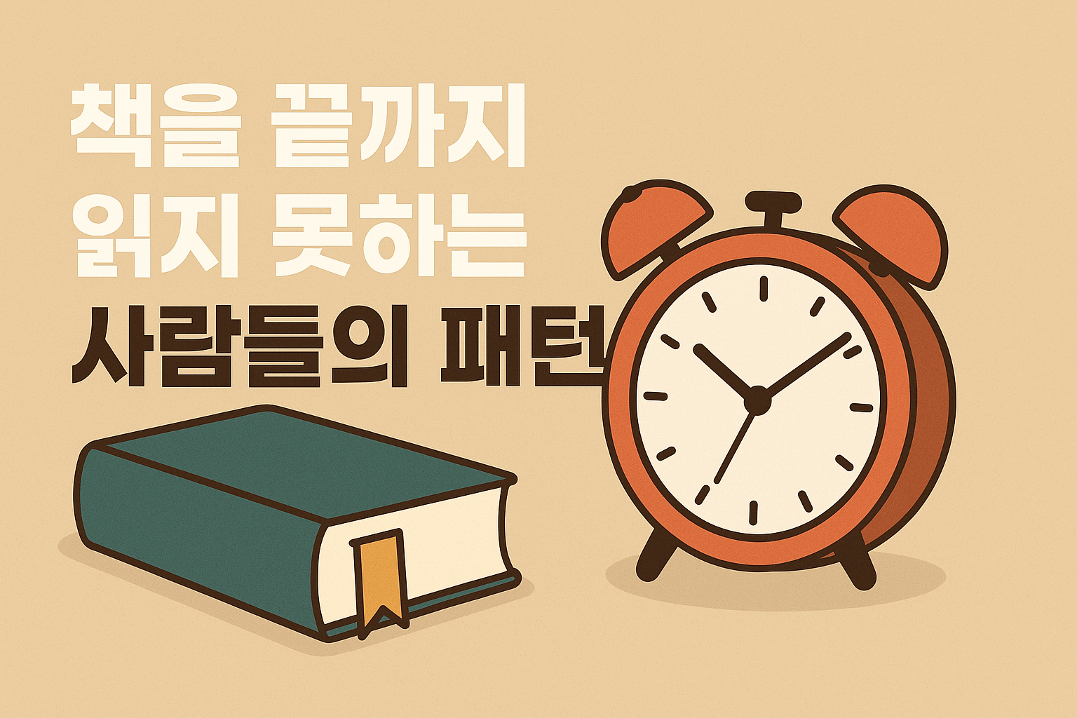 책을 끝까지 읽지 못하는 사람들의 패턴을 상징하는 일러스트 썸네일