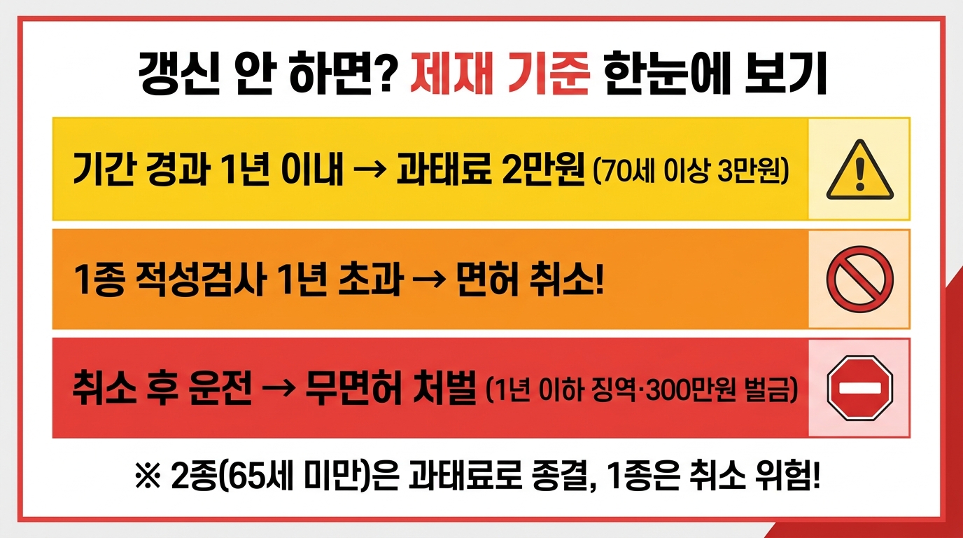 운전면허 갱신 미이행 시 과태료 면허 취소 기준