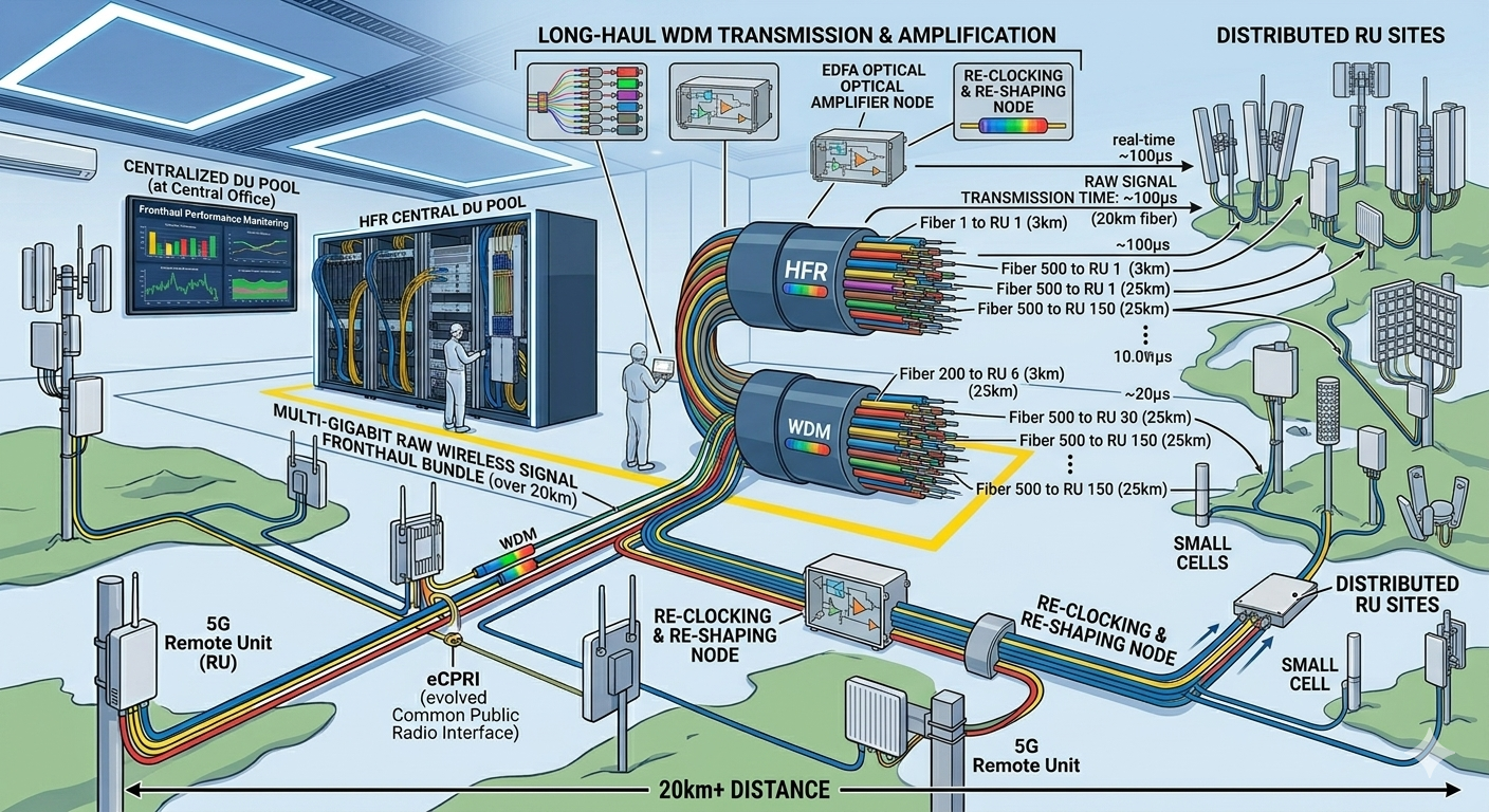 에치에프알 HFR 5G 프런트홀 WDM 광전송 기술 개념도