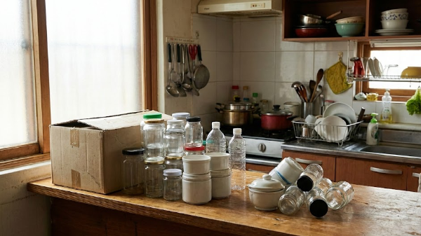 양념통 정리하는 모습