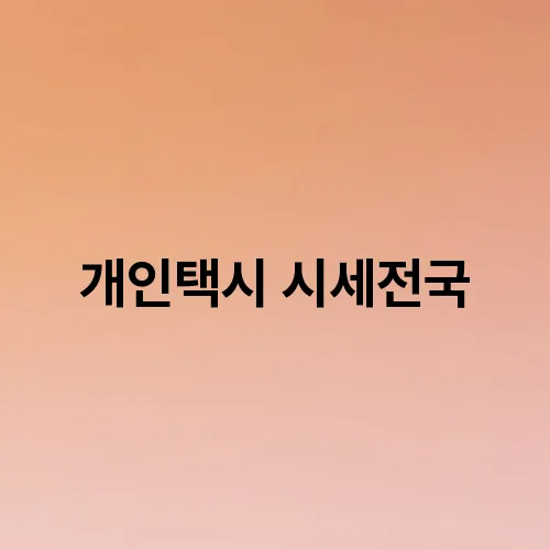 개인택시 시세전국