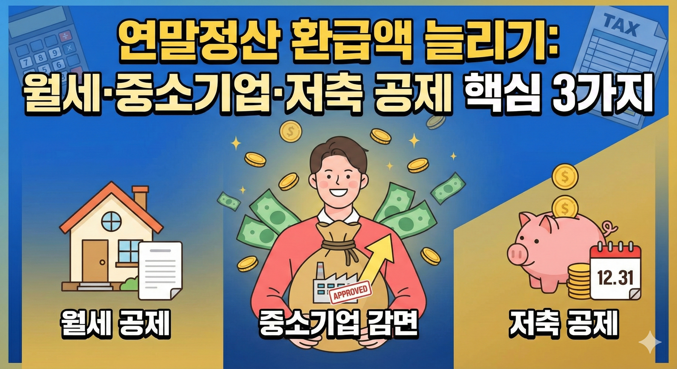 연말정산 환급액 늘리기: 월세&middot;중소기업&middot;저축 공제 핵심 3가지