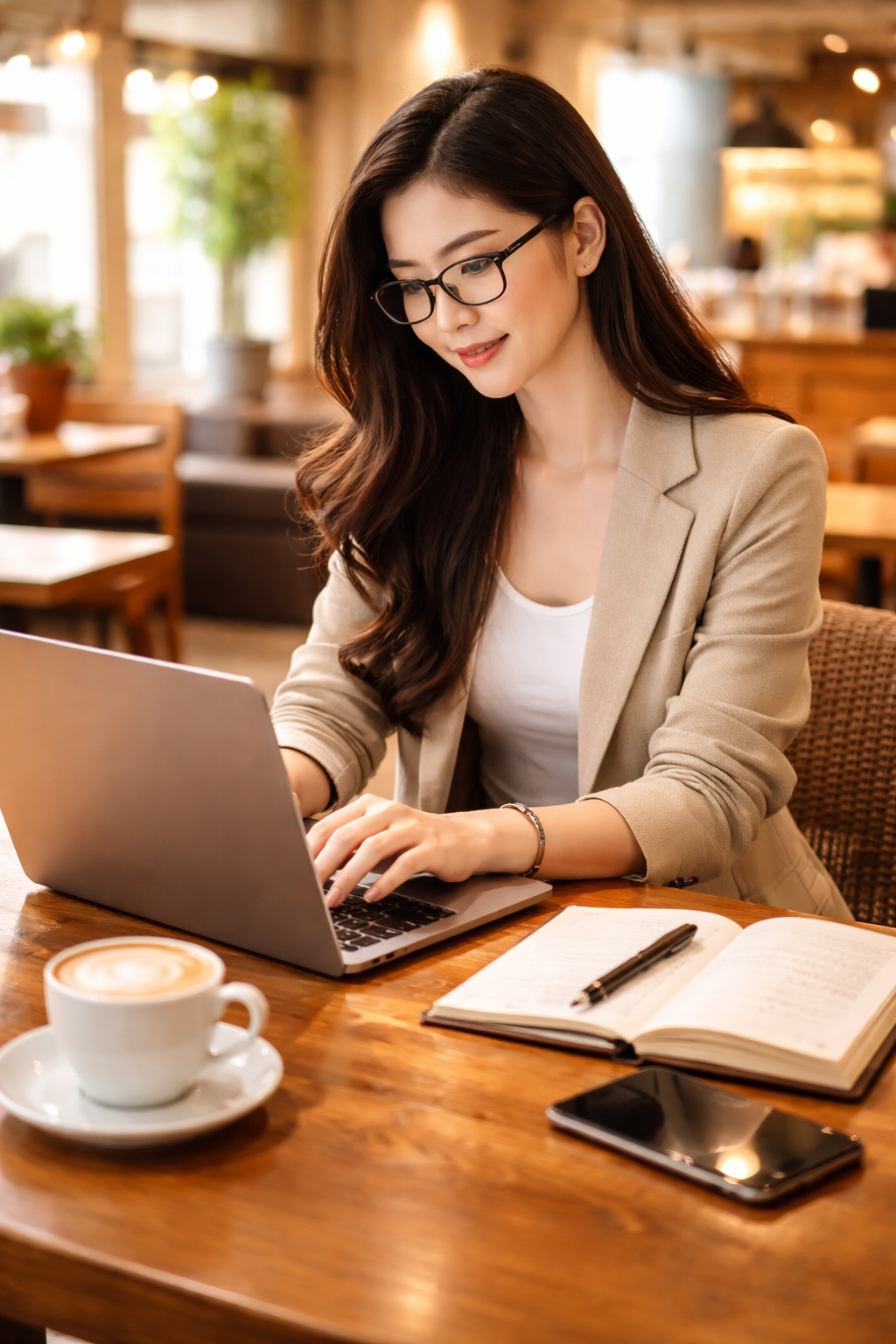 카페에서 일하는 여성