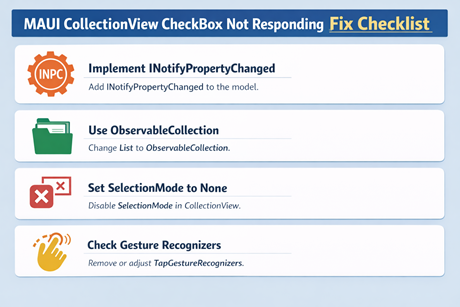 maui collectionview checkbox not responding fix checklist
