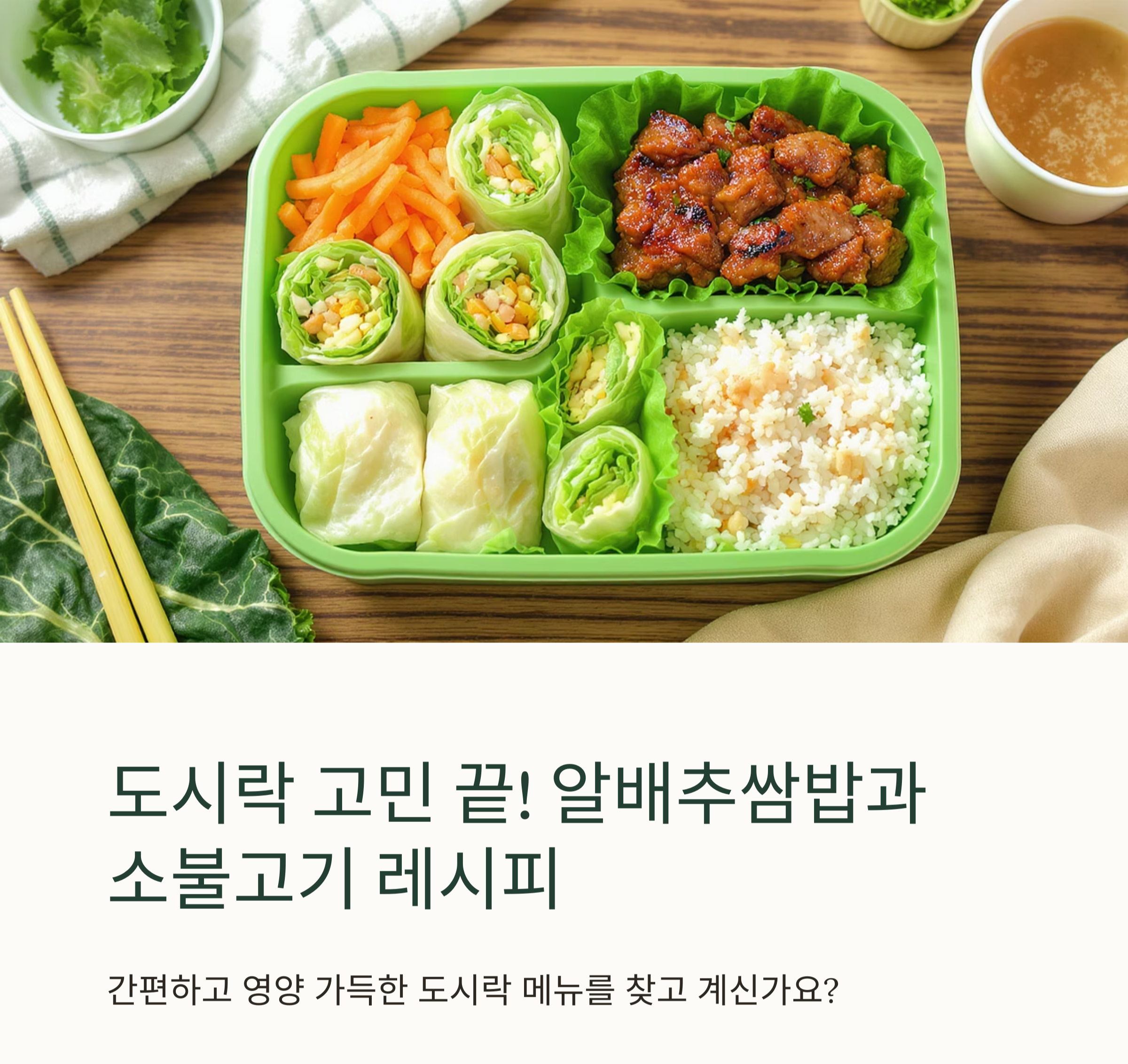 도시락으로 딱 좋은 알배추쌈밥과 소불고기 만드는 법