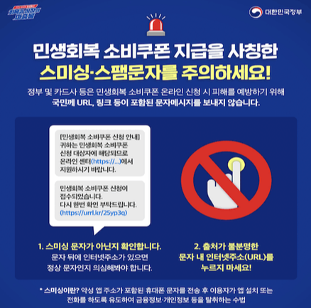2차 민생회복 소비쿠폰 앞두고 스미싱 사기 급증
