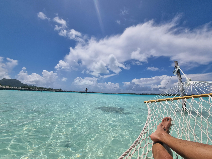 타히티 보라보라섬에서의 여유가 느껴지는 사진