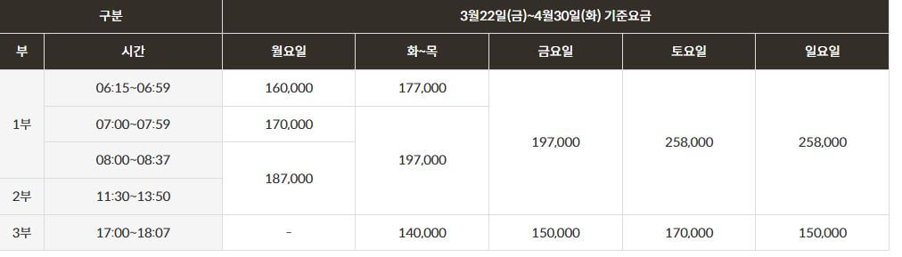 아름다운CC 요금표